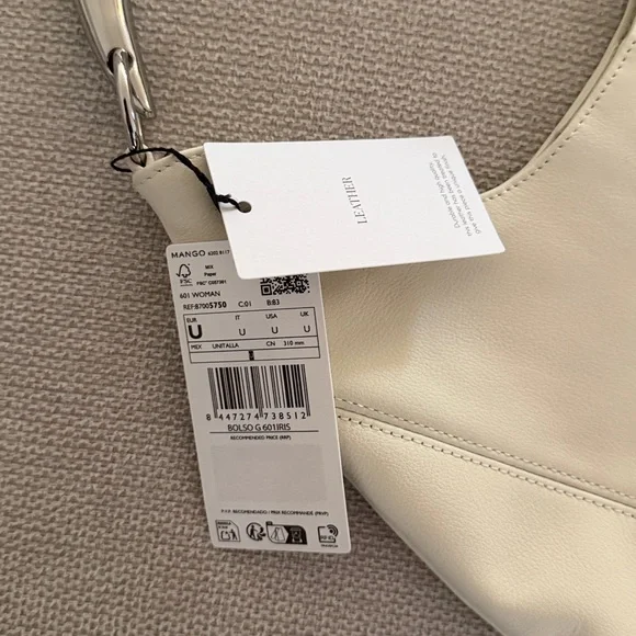 NWT Mango LEATHER SHOULDER BAG WITH
METAL HANDLE - Picture 7 of 9